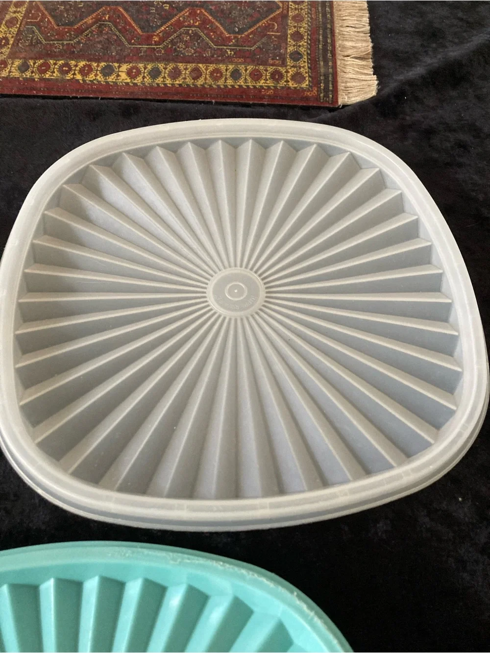 Tupperware Servalier Square Replacement Lids - Aqua and Light Gray Set of 3 #839